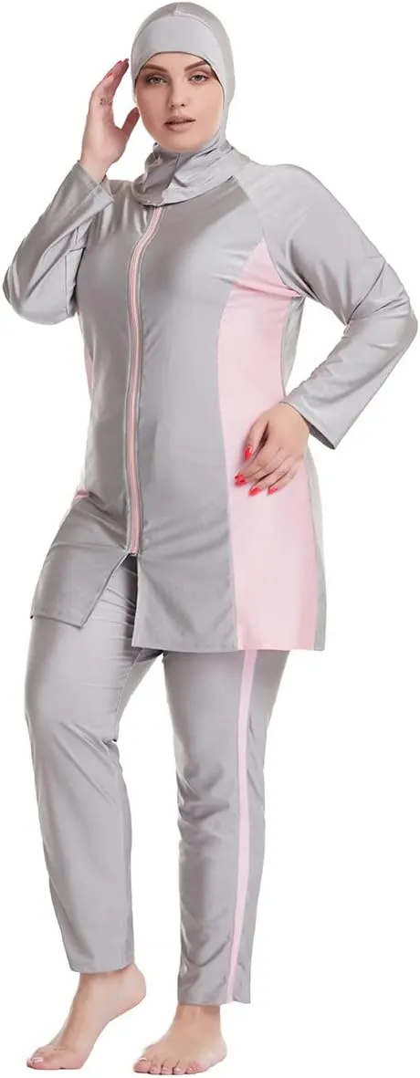 Plus Size Muslim Swimsuits for Women Modest Islamic Swimwear Burkini Full Cover Hijab Top Pants 3PCS Fat Bathing Suits