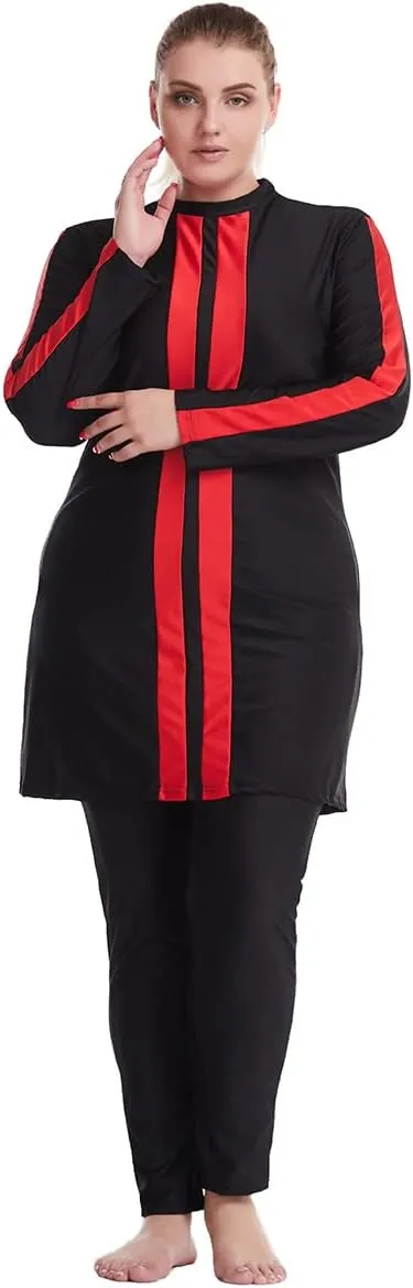 Plus Size Muslim Swimsuits for Women Modest Islamic Swimwear Burkini Full Cover Hijab Top Pants 3PCS Fat Bathing Suits