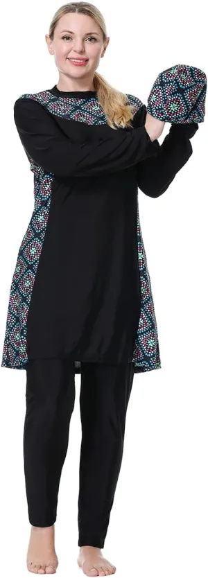 Plus Size Muslim Swimsuits for Women Modest Islamic Swimwear Burkini Full Cover Hijab Top Pants 3PCS Fat Bathing Suits