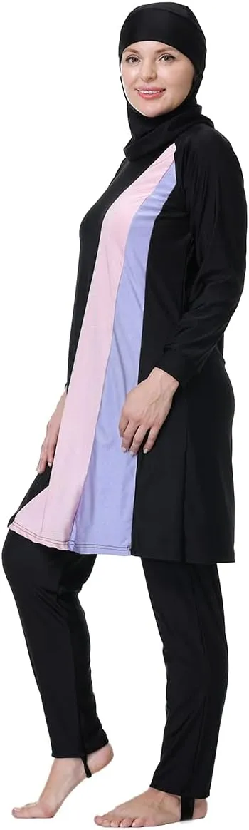 Plus Size Muslim Swimsuits for Women Modest Islamic Swimwear Burkini Full Cover Hijab Top Pants 3PCS Fat Bathing Suits
