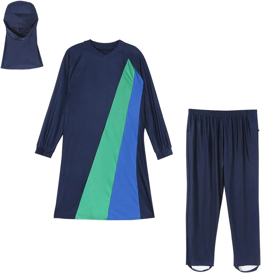 Plus Size Muslim Swimsuits for Women Modest Islamic Swimwear Burkini Full Cover Hijab Top Pants 3PCS Fat Bathing Suits