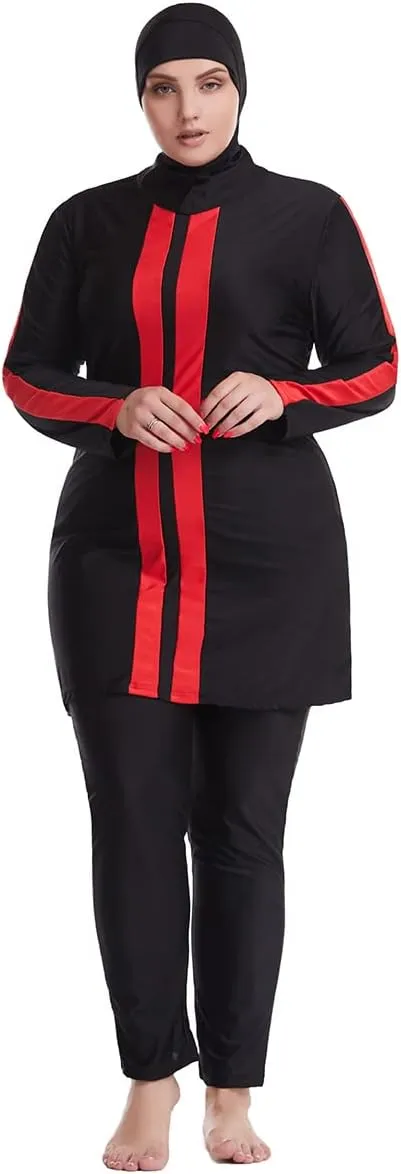 Plus Size Muslim Swimsuits for Women Modest Islamic Swimwear Burkini Full Cover Hijab Top Pants 3PCS Fat Bathing Suits
