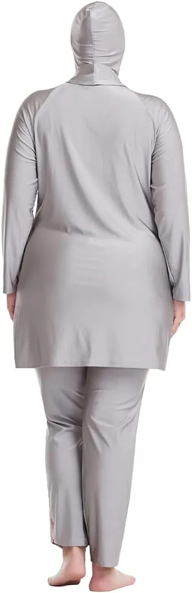 Plus Size Muslim Swimsuits for Women Modest Islamic Swimwear Burkini Full Cover Hijab Top Pants 3PCS Fat Bathing Suits