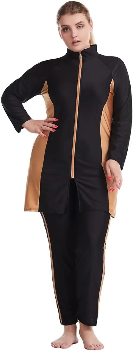 Plus Size Muslim Swimsuits for Women Modest Islamic Swimwear Burkini Full Cover Hijab Top Pants 3PCS Fat Bathing Suits