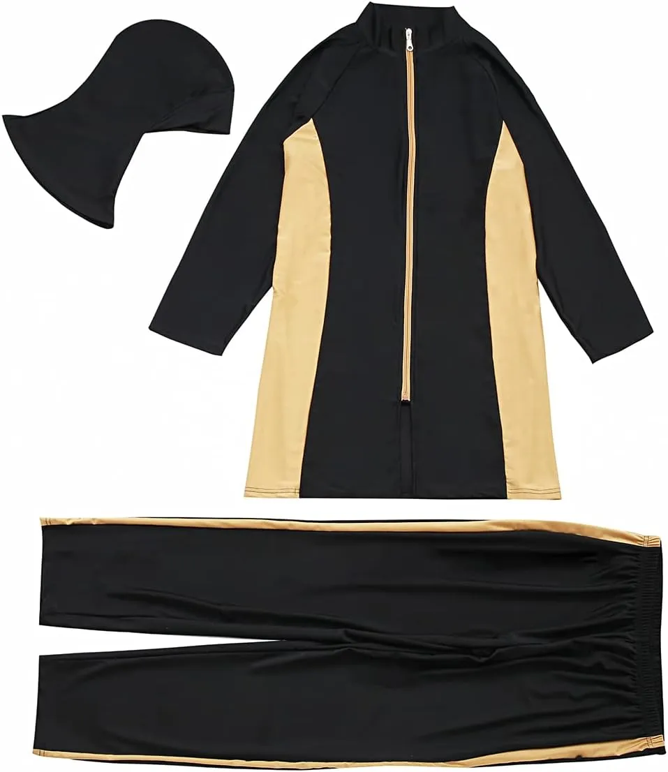 Plus Size Muslim Swimsuits for Women Modest Islamic Swimwear Burkini Full Cover Hijab Top Pants 3PCS Fat Bathing Suits