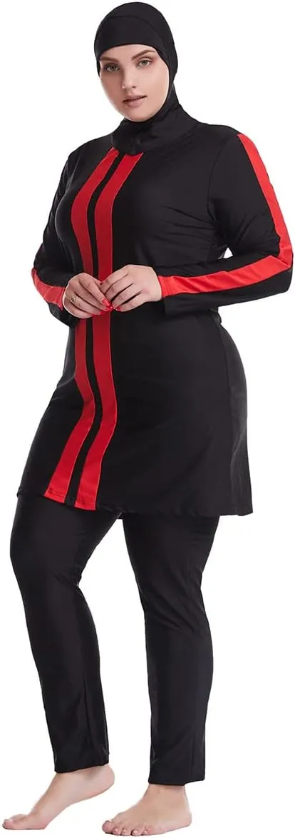 Plus Size Muslim Swimsuits for Women Modest Islamic Swimwear Burkini Full Cover Hijab Top Pants 3PCS Fat Bathing Suits