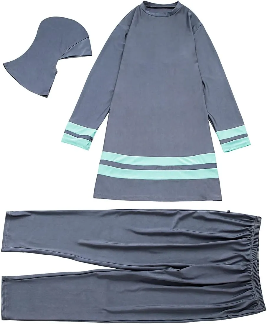 Plus Size Muslim Swimsuits for Women Modest Islamic Swimwear Burkini Full Cover Hijab Top Pants 3PCS Fat Bathing Suits