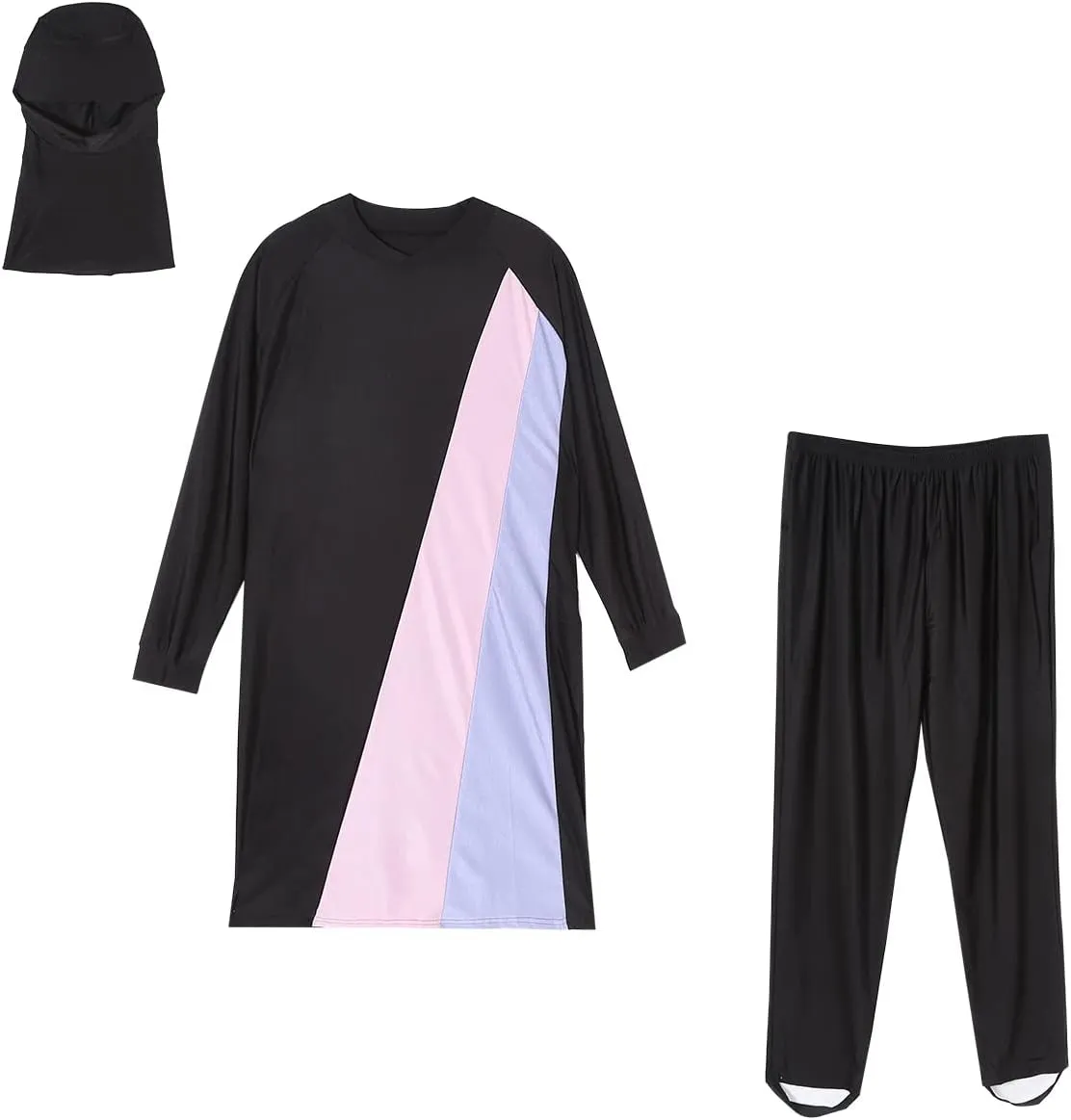 Plus Size Muslim Swimsuits for Women Modest Islamic Swimwear Burkini Full Cover Hijab Top Pants 3PCS Fat Bathing Suits