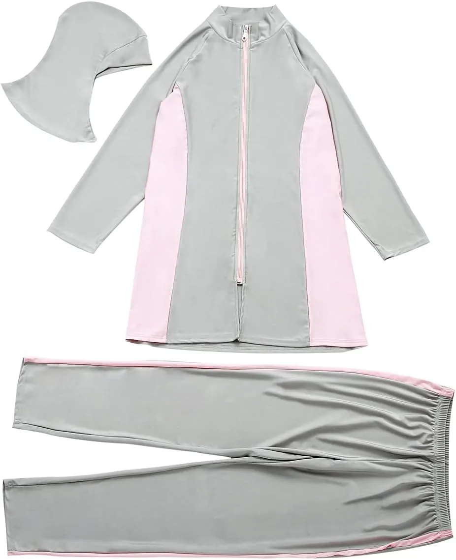 Plus Size Muslim Swimsuits for Women Modest Islamic Swimwear Burkini Full Cover Hijab Top Pants 3PCS Fat Bathing Suits