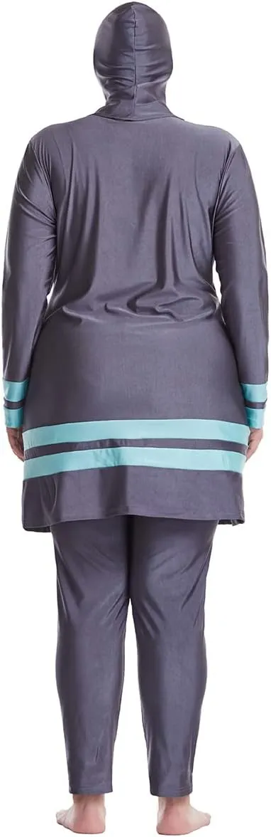 Plus Size Muslim Swimsuits for Women Modest Islamic Swimwear Burkini Full Cover Hijab Top Pants 3PCS Fat Bathing Suits