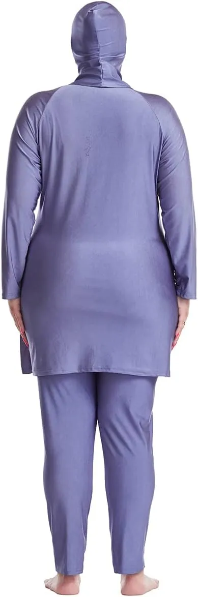 Plus Size Muslim Swimsuits for Women Modest Islamic Swimwear Burkini Full Cover Hijab Top Pants 3PCS Fat Bathing Suits