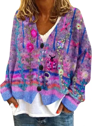 Plus Size Sweater,Women's Cardigan Sweater Casual Open Front Button-Down Long Sleeve Oversized Knit Cardigans