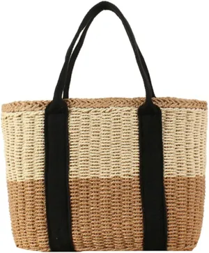 Pocadri Womens Straw Beach Bag Large Summer Woven Tote Bag Shoulder Handbags Top Handle Purse Travel Shopping