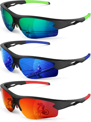 Polarized Sports Sunglasses for Men and Women - UV Protection Half Frame Sun Glasses for Running Baseball Fishing