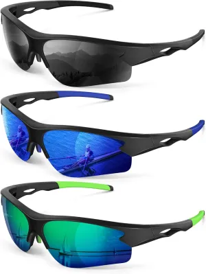 Polarized Sports Sunglasses for Men and Women - UV Protection Half Frame Sun Glasses for Running Baseball Fishing