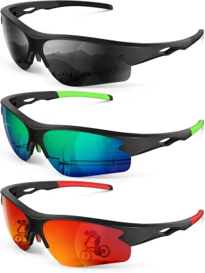 Polarized Sports Sunglasses for Men and Women - UV Protection Half Frame Sun Glasses for Running Baseball Fishing