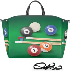 Pool Ball Chalk Cue Large Tote Bag for Women Travel Should Bag Big Oversized Totes Waterproof Crossbody Tote Bag with Adjustable Strap for Women Work Shopping Beach Travel