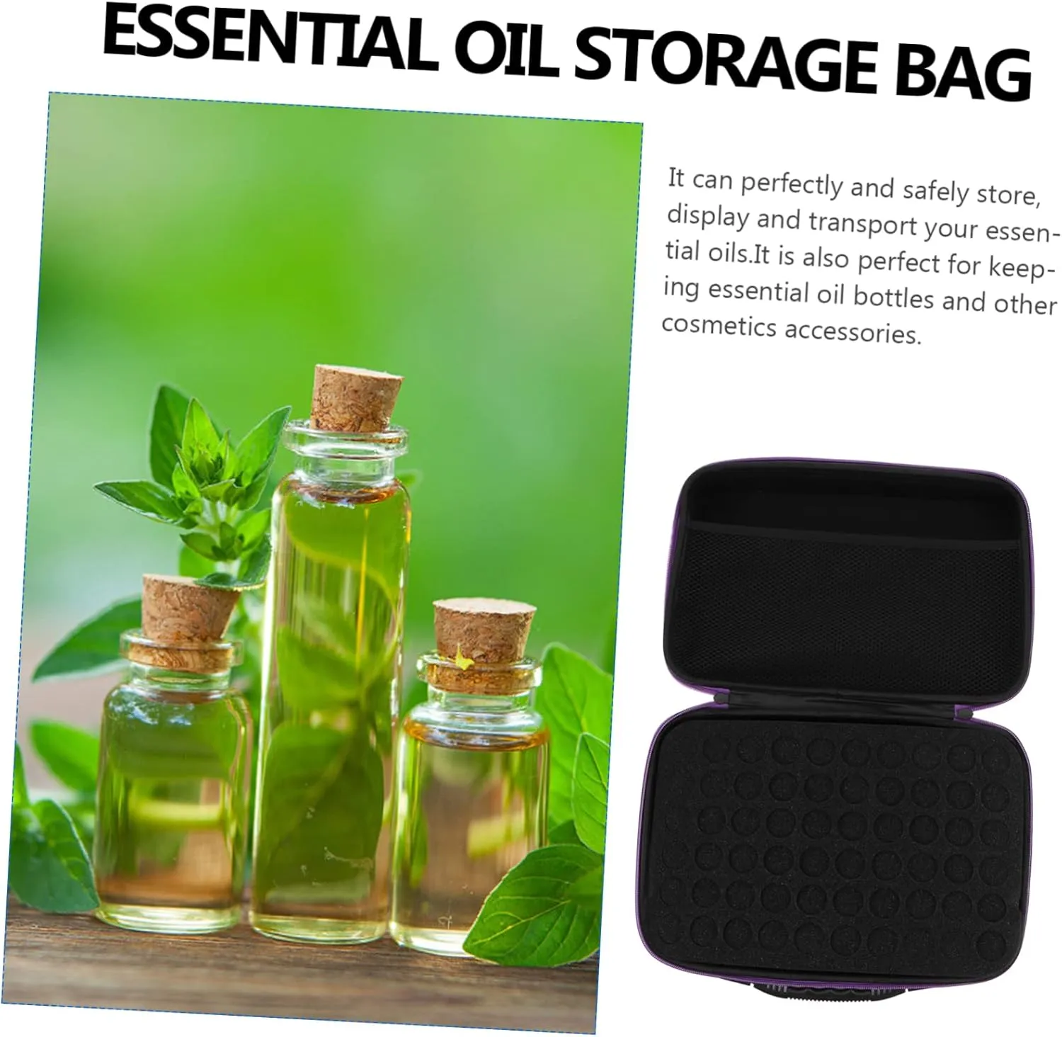 Portable Essential Oil Travel Case 60 Slots 5ml/10ml Essential Oil Organizer Case