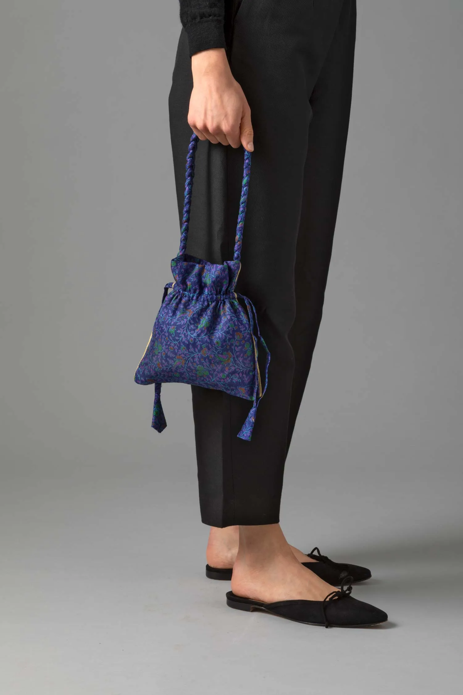 Potli silk sari pouch - Dark tones