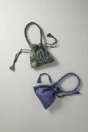 Potli silk sari pouch - Dark tones