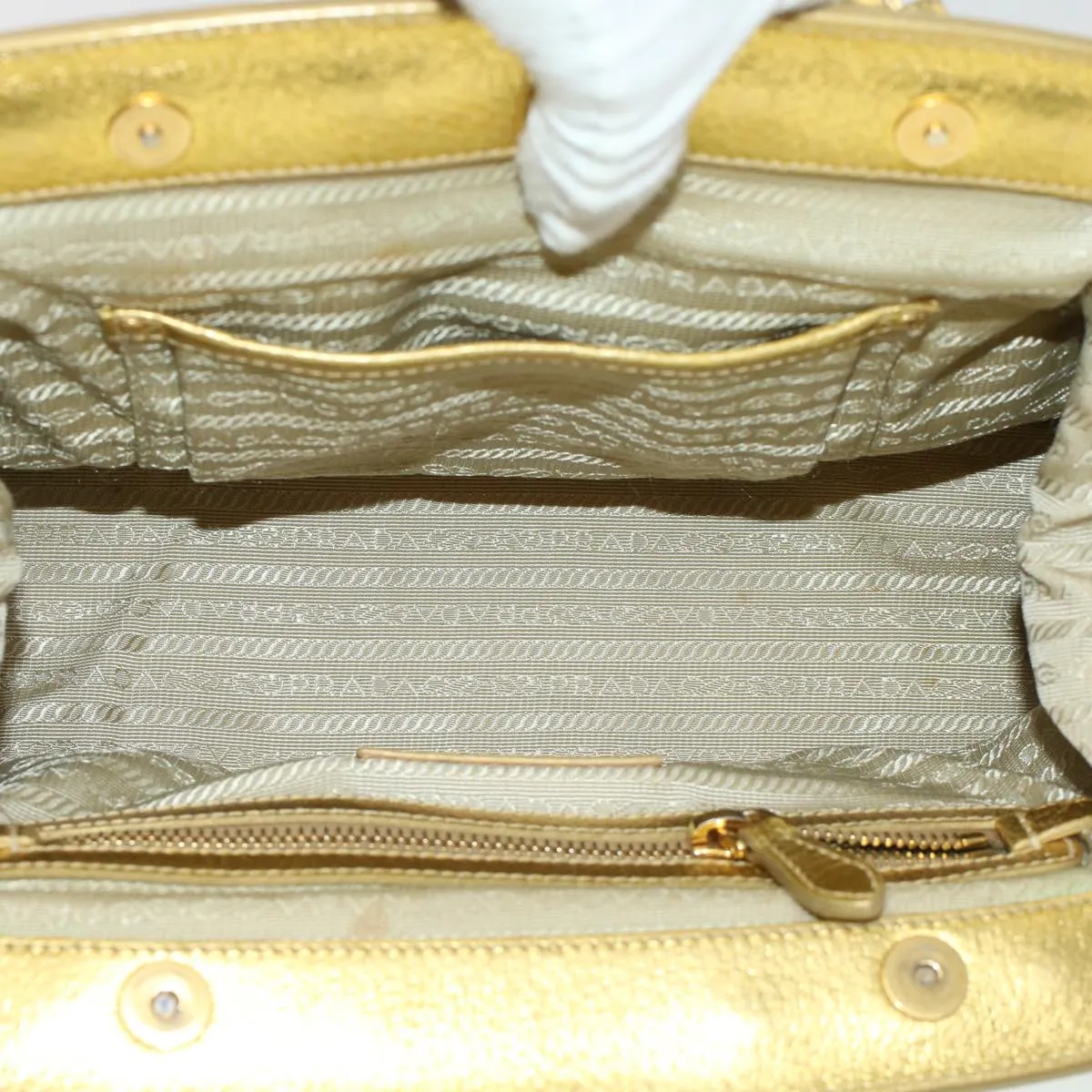 PRADA Chain Shoulder Bag Straw Leather Beige 43934