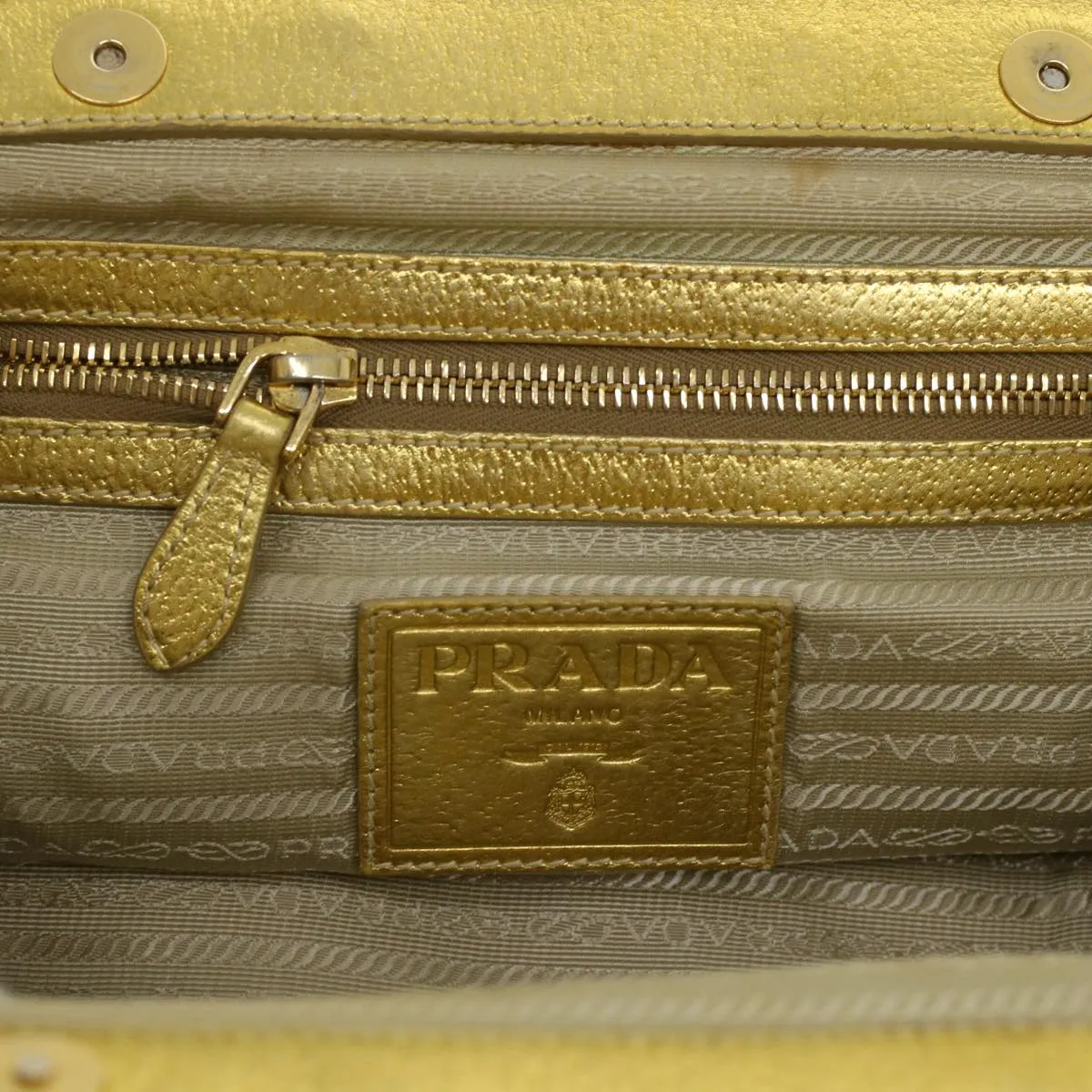 PRADA Chain Shoulder Bag Straw Leather Beige 43934