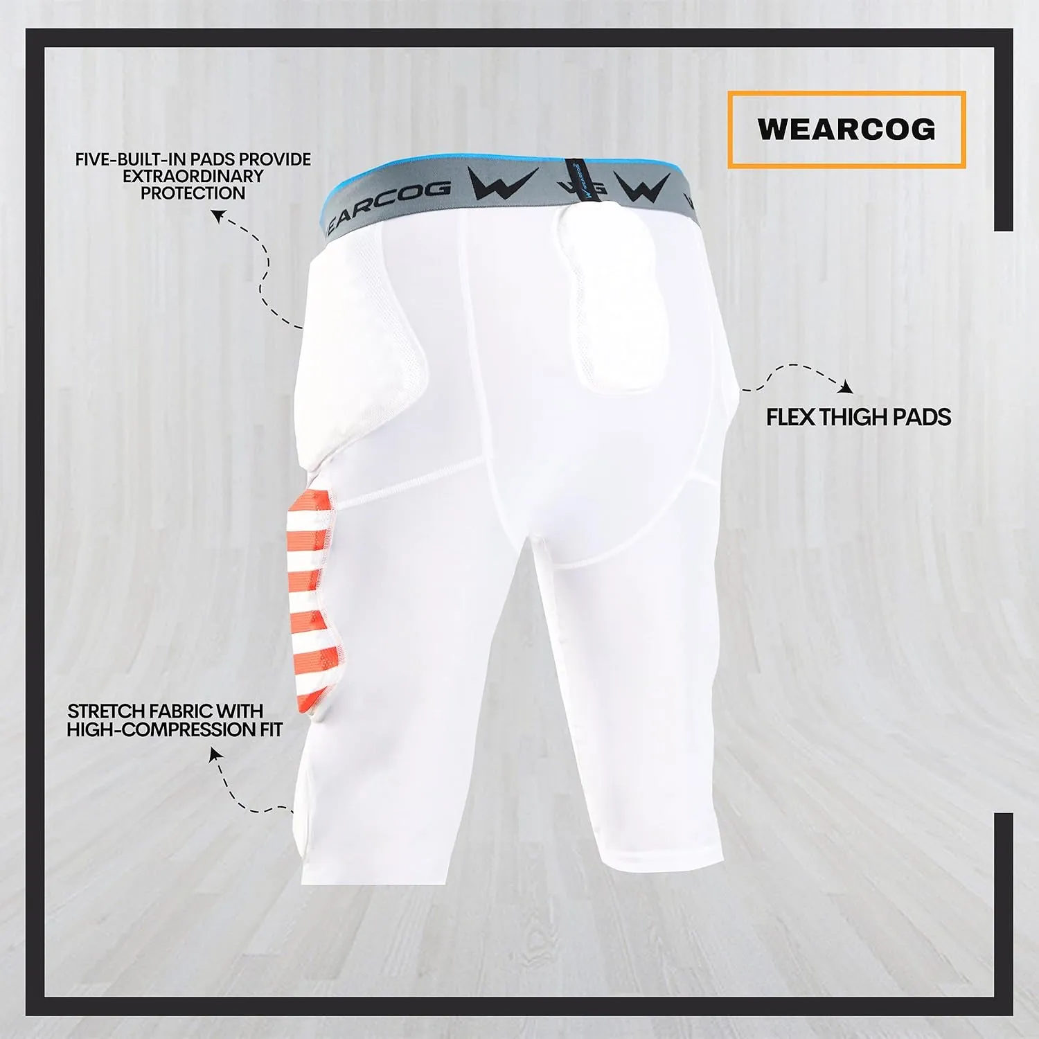 Premier Youth & Adult Football Girdle for Men's & Boy's, 7 Padded Integrated Football Pads with Hip, Tail, Thigh Pads and Cup Pocket