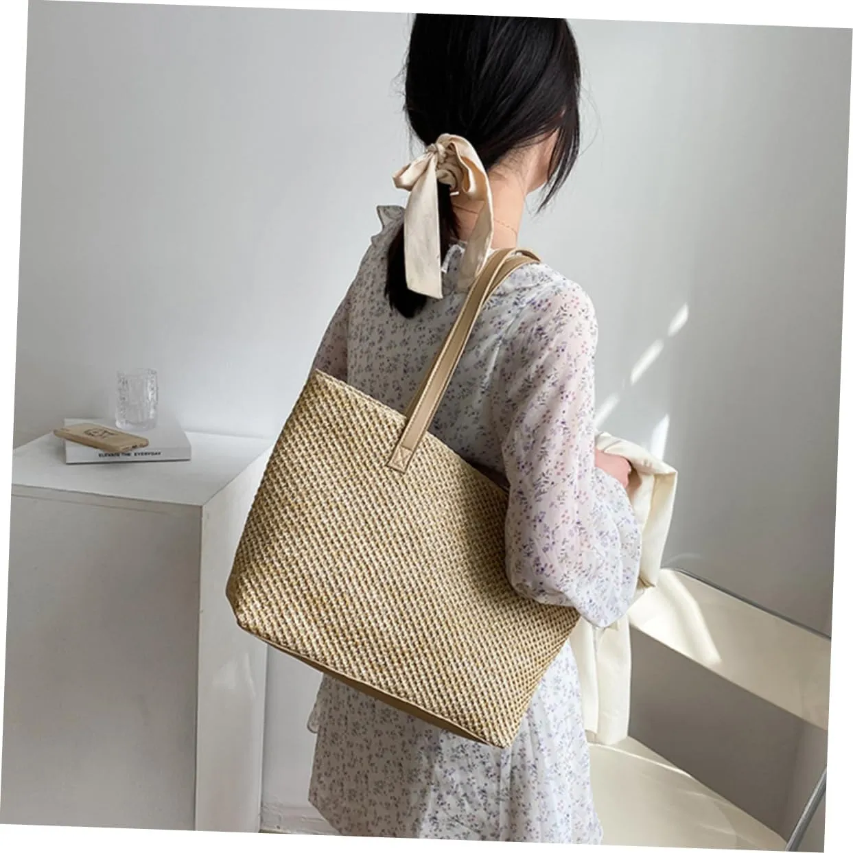 PRETYZOOM 1pc Handbag Toilettree Bag Makeup Bundles Straw Shoulder Bag Large Capacity Tote Bag Purses for Women