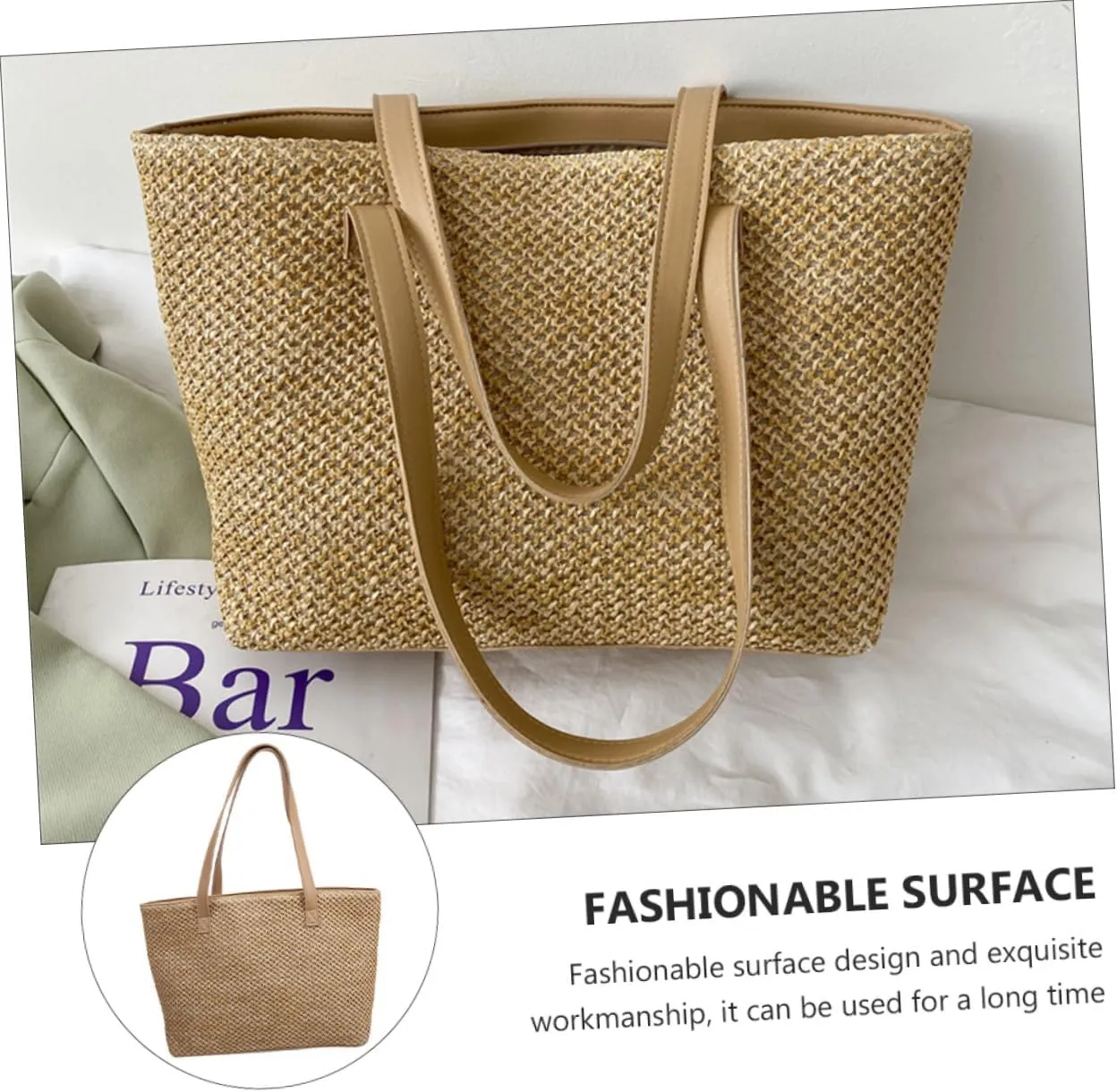 PRETYZOOM 1pc Handbag Toilettree Bag Makeup Bundles Straw Shoulder Bag Large Capacity Tote Bag Purses for Women