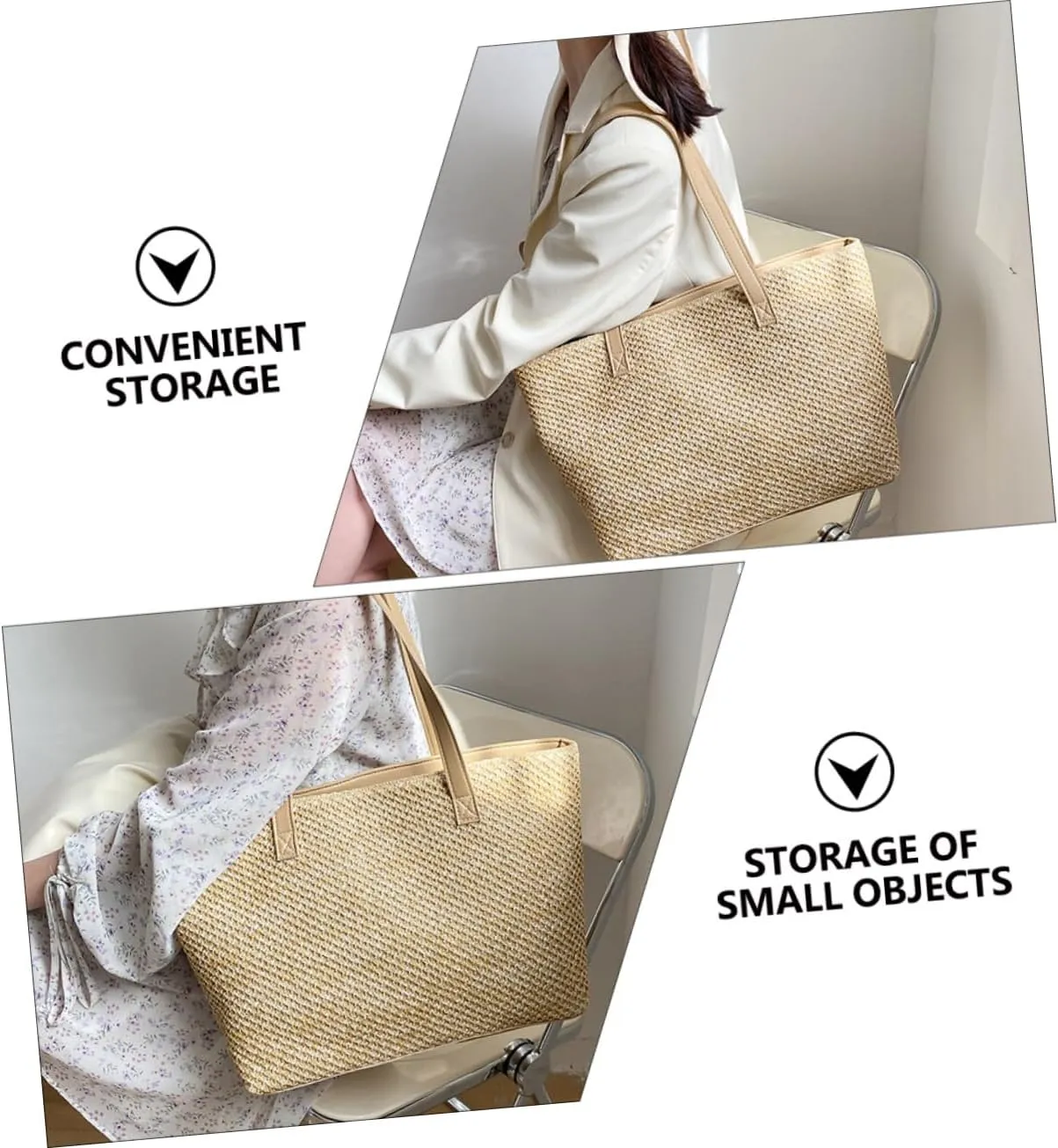 PRETYZOOM 1pc Handbag Toilettree Bag Makeup Bundles Straw Shoulder Bag Large Capacity Tote Bag Purses for Women