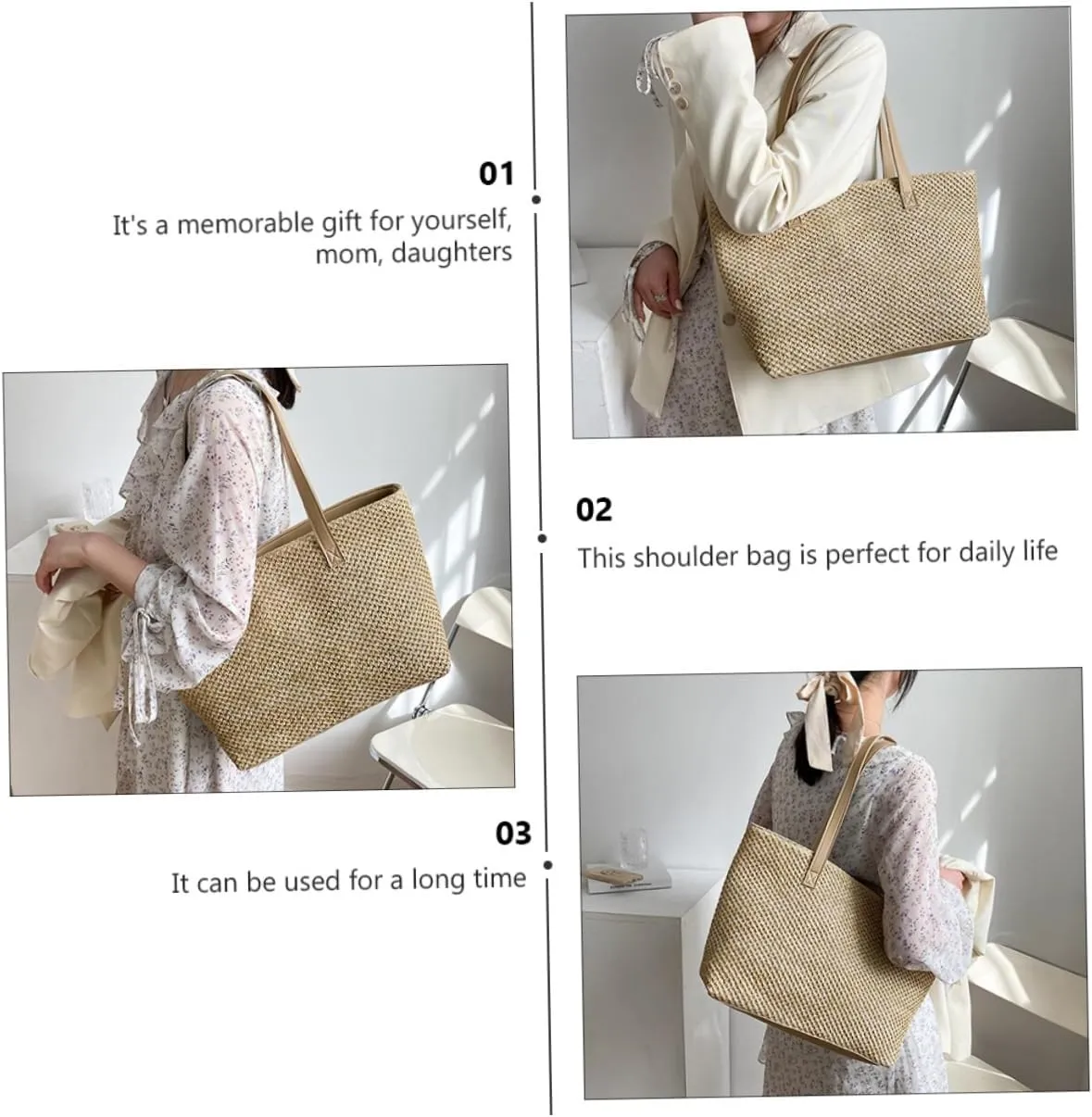 PRETYZOOM 1pc Handbag Toilettree Bag Makeup Bundles Straw Shoulder Bag Large Capacity Tote Bag Purses for Women