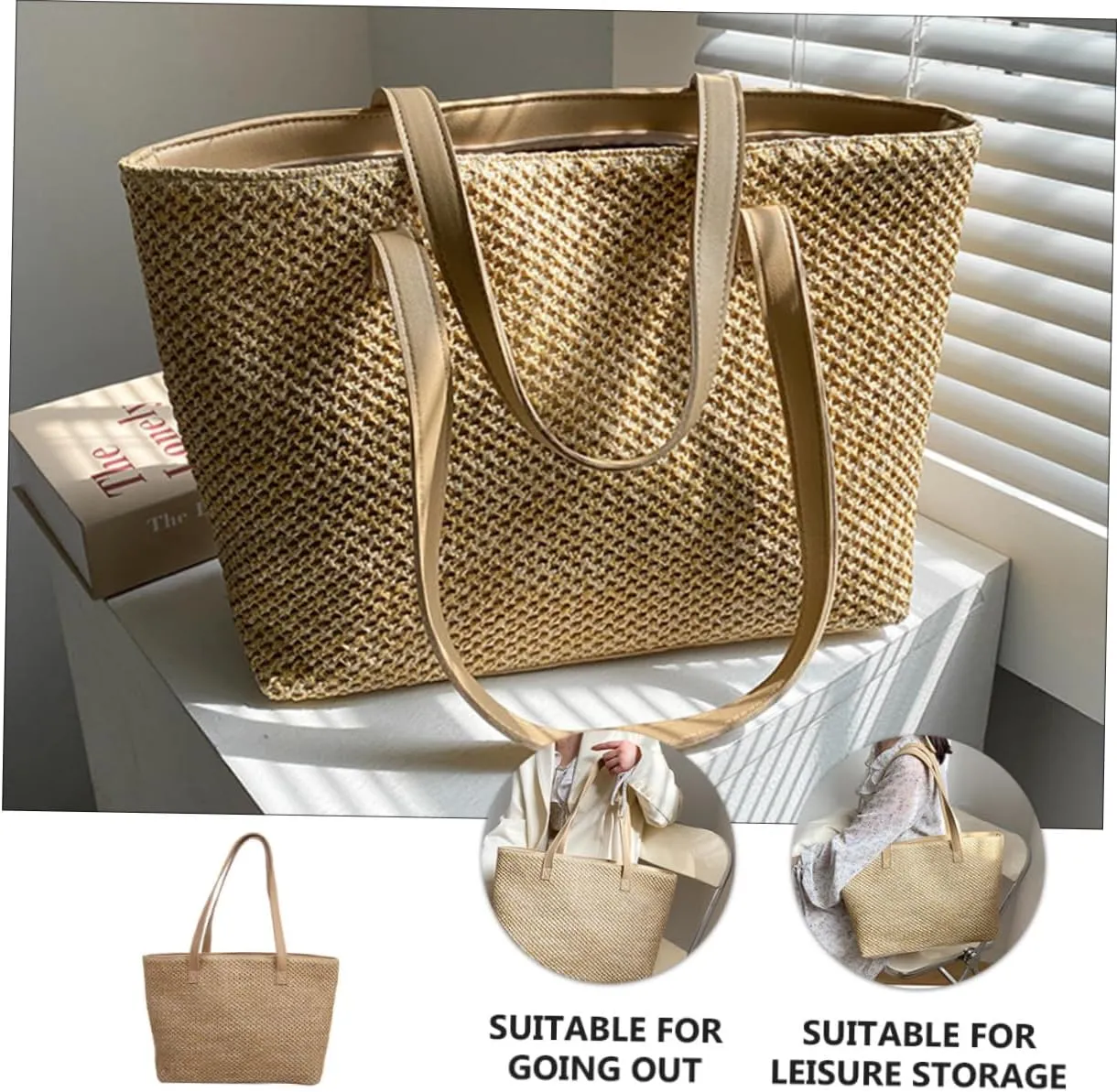 PRETYZOOM 1pc Handbag Toilettree Bag Makeup Bundles Straw Shoulder Bag Large Capacity Tote Bag Purses for Women