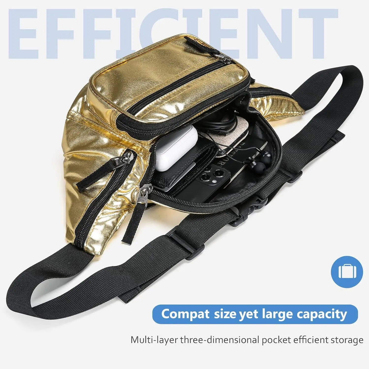 ProCase Fanny Pack Waist Packs for Men Women, Waist Bag Hip Pack for Travel Hiking Running Outdoor Sports
