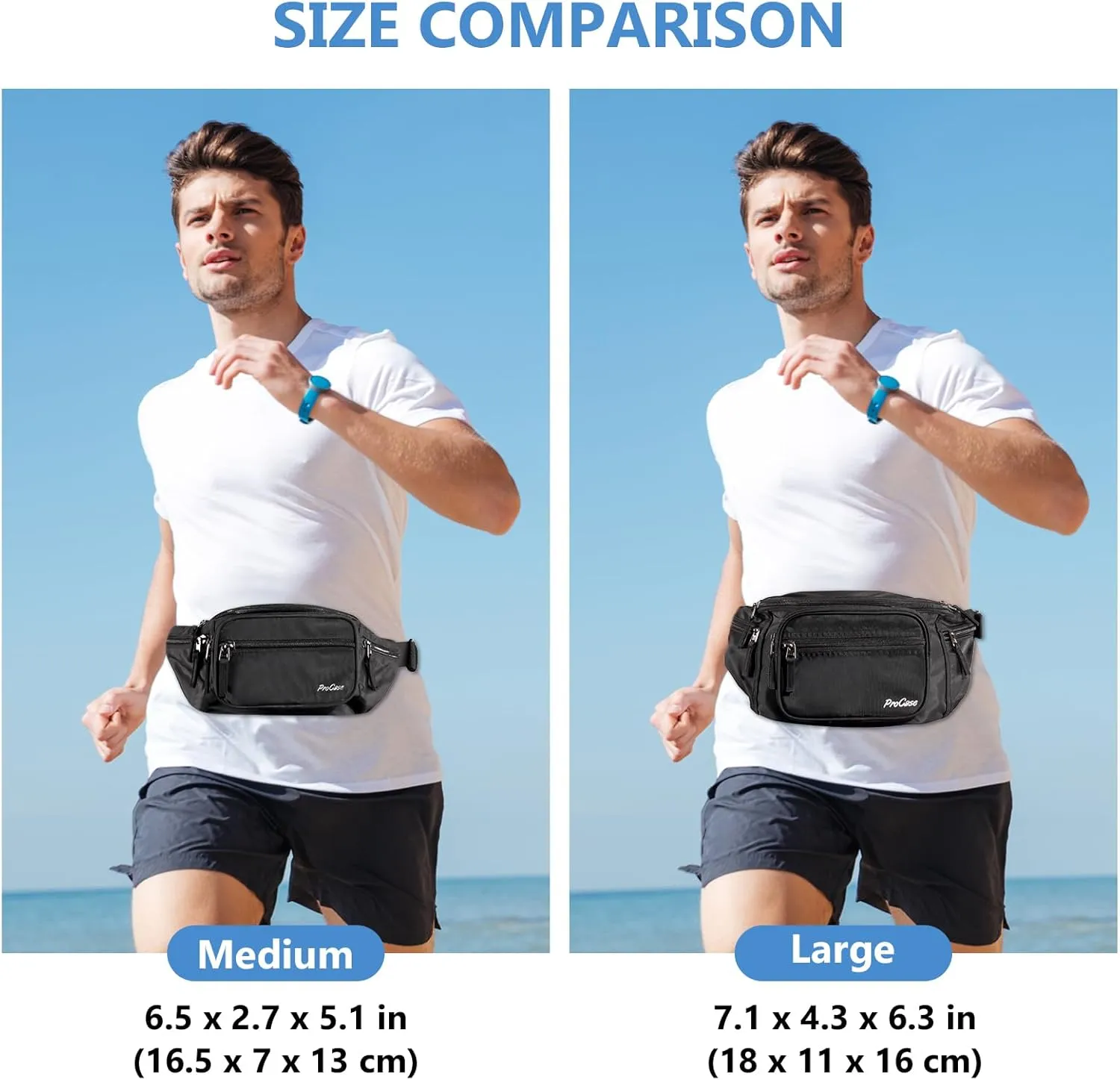 ProCase Fanny Pack Waist Packs for Men Women, Waist Bag Hip Pack for Travel Hiking Running Outdoor Sports