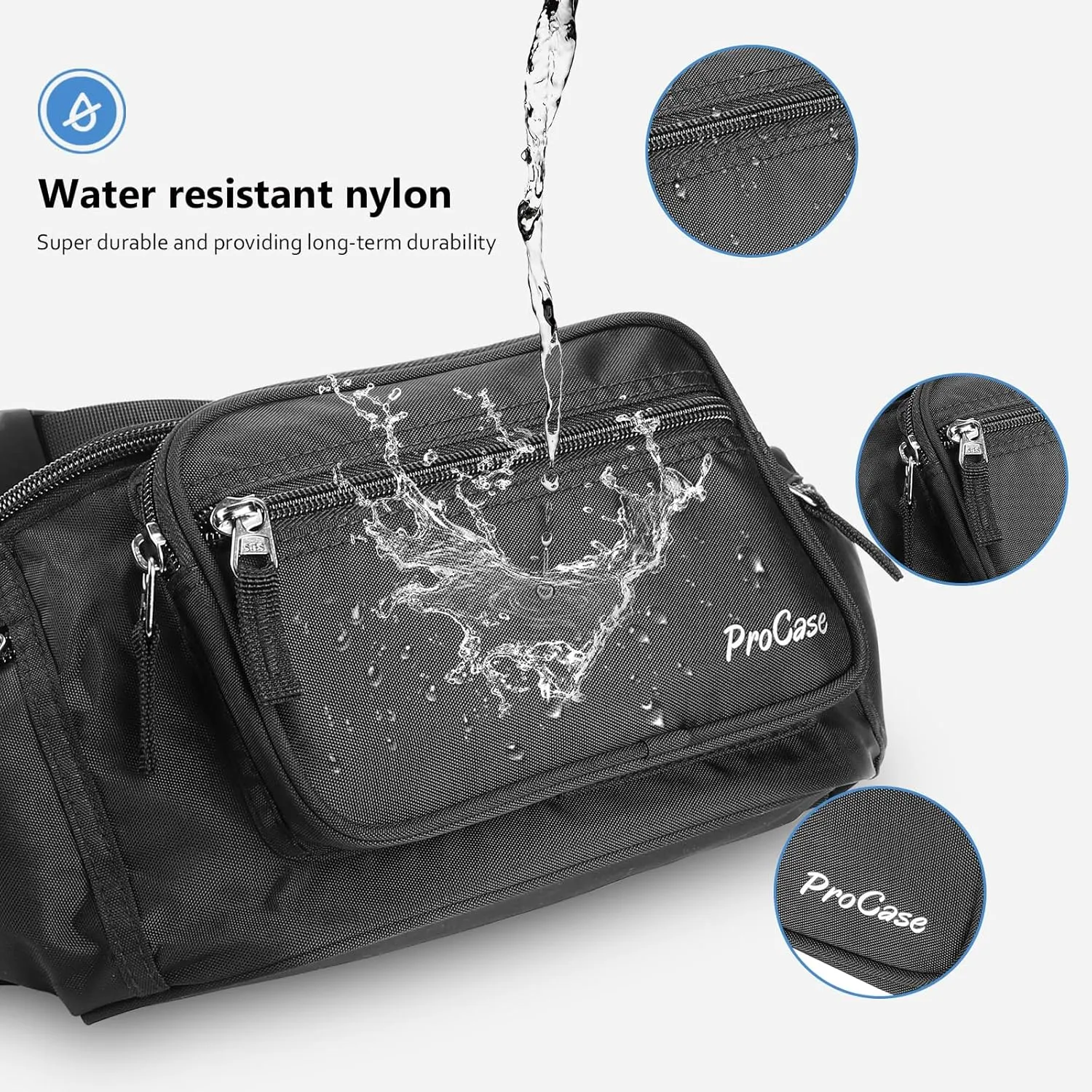 ProCase Fanny Pack Waist Packs for Men Women, Waist Bag Hip Pack for Travel Hiking Running Outdoor Sports