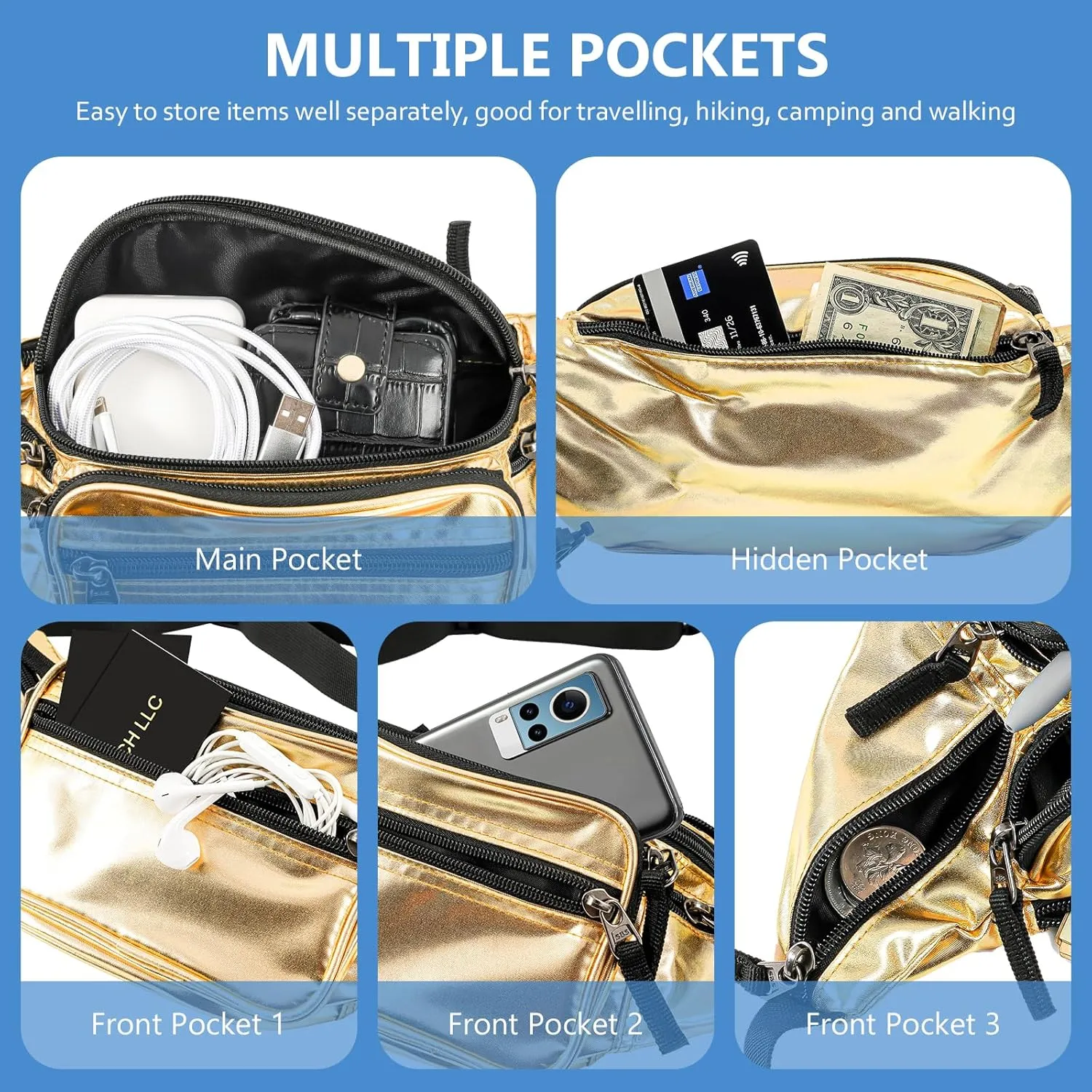 ProCase Fanny Pack Waist Packs for Men Women, Waist Bag Hip Pack for Travel Hiking Running Outdoor Sports