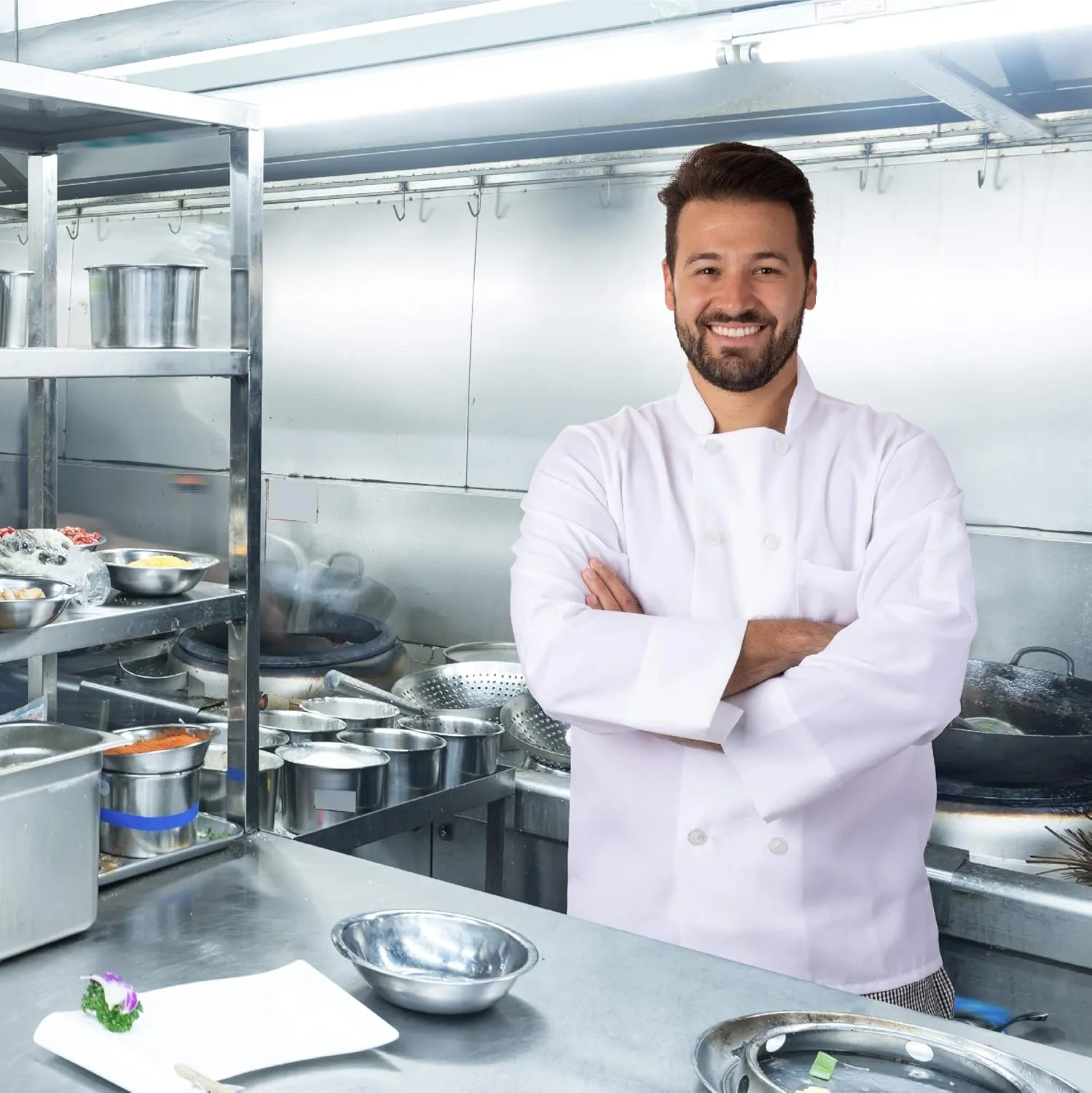Professional Restaurant Chef Coats, White, Bulk Packs