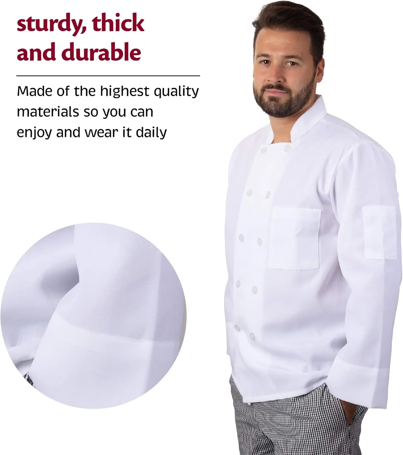 Professional Restaurant Chef Coats, White, Bulk Packs