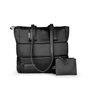 Puffer Medium Size Tote Bag With Wallet - Black