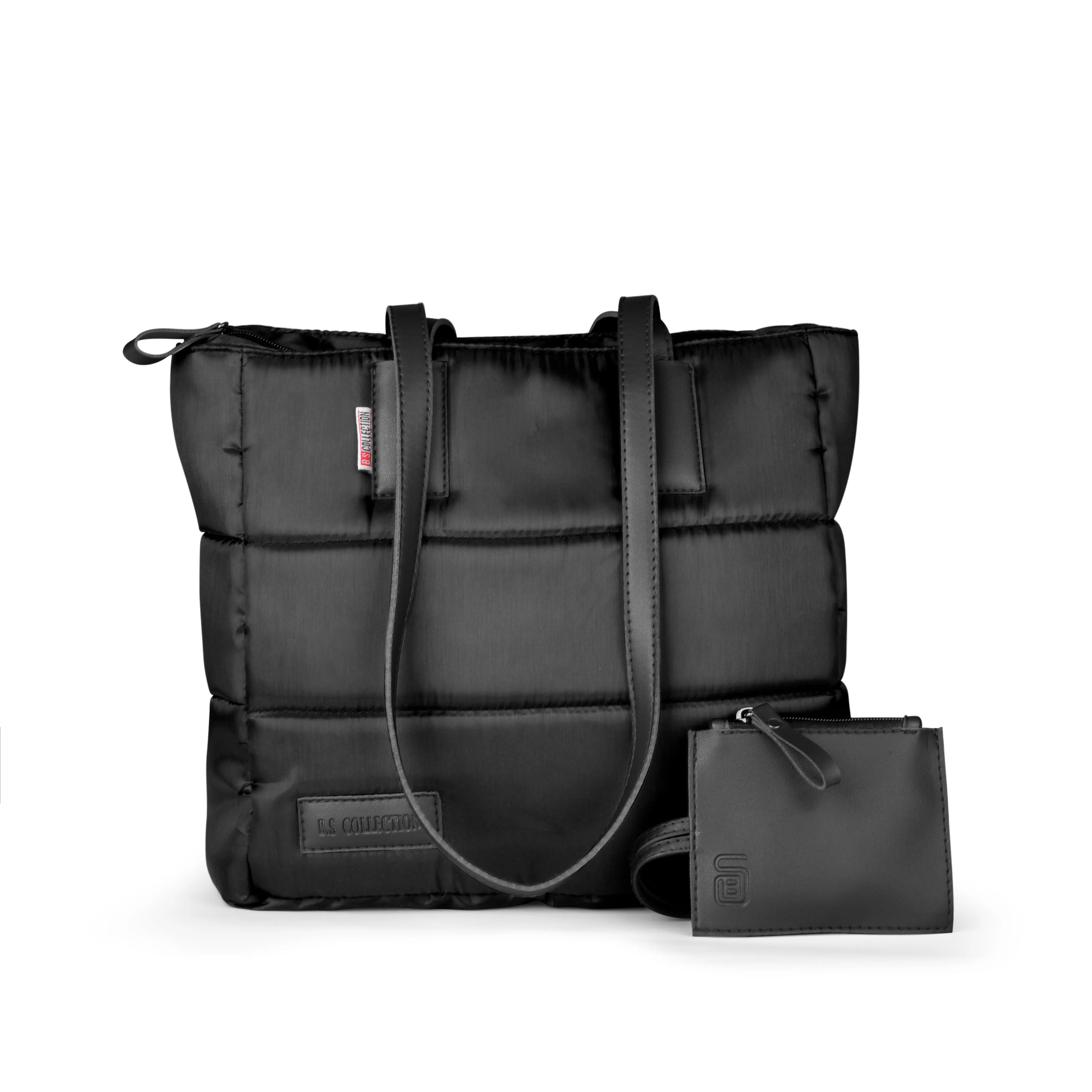 Puffer Medium Size Tote Bag With Wallet - Black