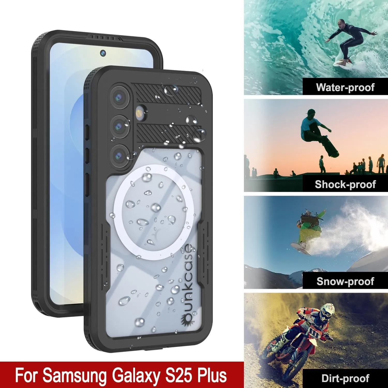 Punkcase for Galaxy S25 Plus Waterproof Case [Alpine 2.0 Series] [Slim Fit] [IP68 Certified] [Shockproof] [Dirtproof] [Snowproof] Armor Cover for Galaxy S25  Plus 5G (6.7") (2025) [Black]
