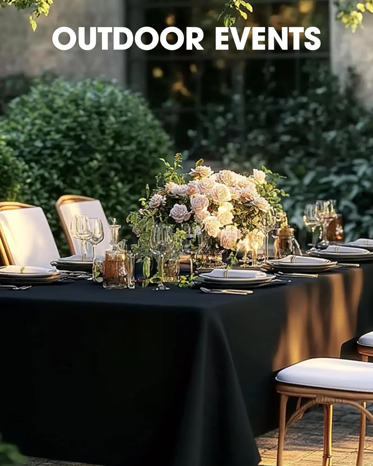 Pureegg Durable Table Cloth 60" x 102" - Reusable Polyester Black Tablecloths for Rectangle Tables, Washable Fabric Table Cover for Holiday Party, Dinner, Wedding & Baby Shower, 2 Packs