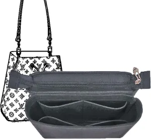 Purse Organizer - Felt Bag Organizer With Zipper, Insert For Backpack & Tote, Perfect For LV NeoNoe Noe Series (Black)