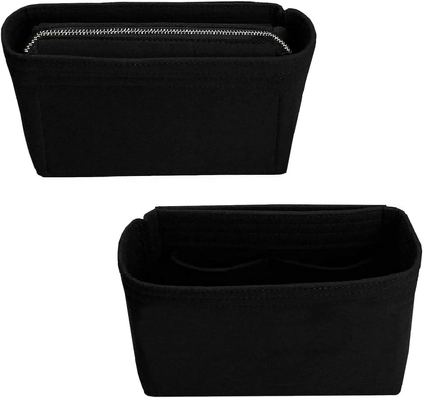 Purse Organizer - Felt Bag Organizer With Zipper, Insert For Backpack & Tote, Perfect For LV NeoNoe Noe Series (Black)