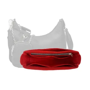 Purse Organizer for Re Edition 2005 Bag Organizer, Re Edition 2005 Bag Insert, Handmade Snug Sturdy Felt Organizer with Silver Zipper (Red)