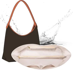 Purse Organizer Insert Compatible with Goyard Bag Organizer for Hobo Bag,Upgraded Lightweight Dupontpaper Boheme Hobo Tote Handbag Organizer with Zipper(White)