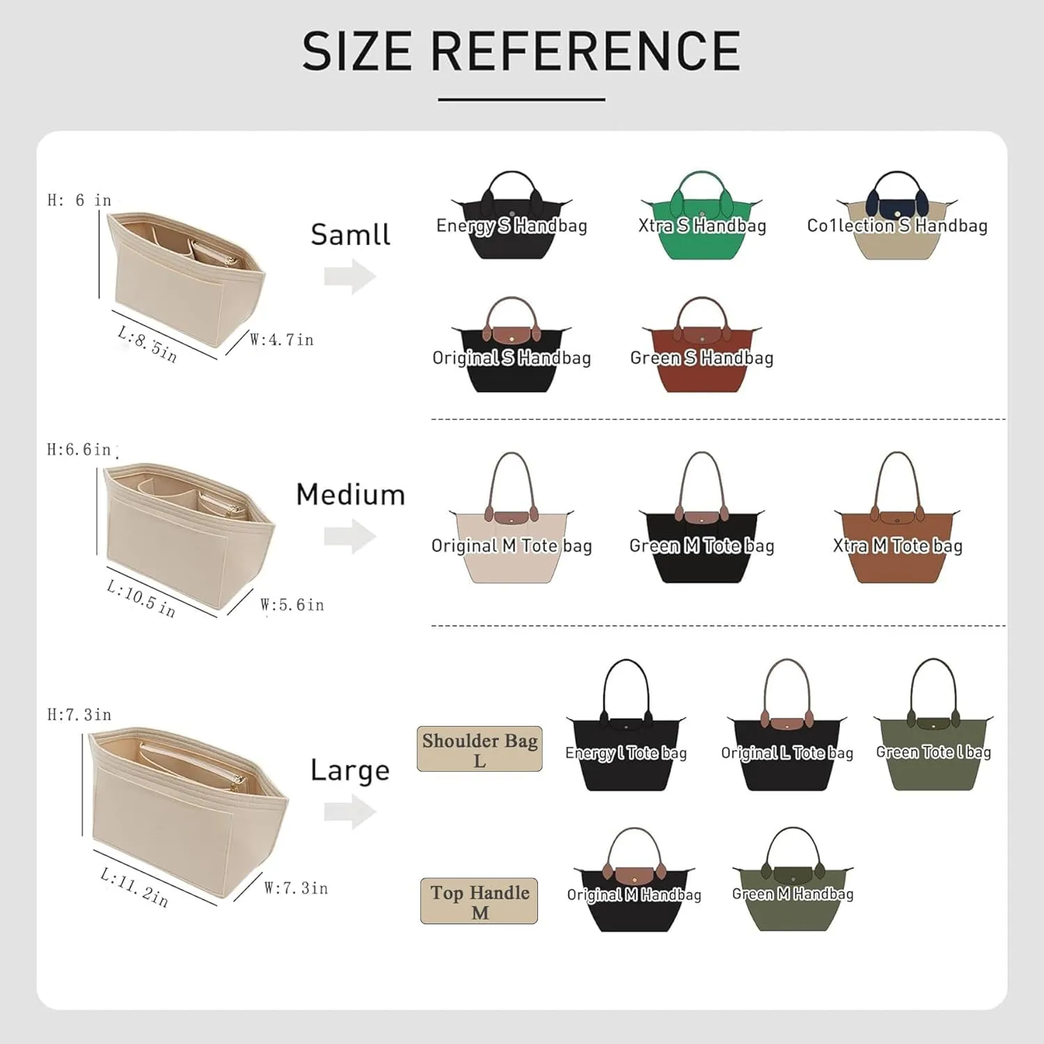 Purse Organizer Insert Compatible with Longchamp Medium and More, Felt Zipper Le pliage Medium Organizer with Cup Holder, 8 Compartments Bag Insert(Beige,M)