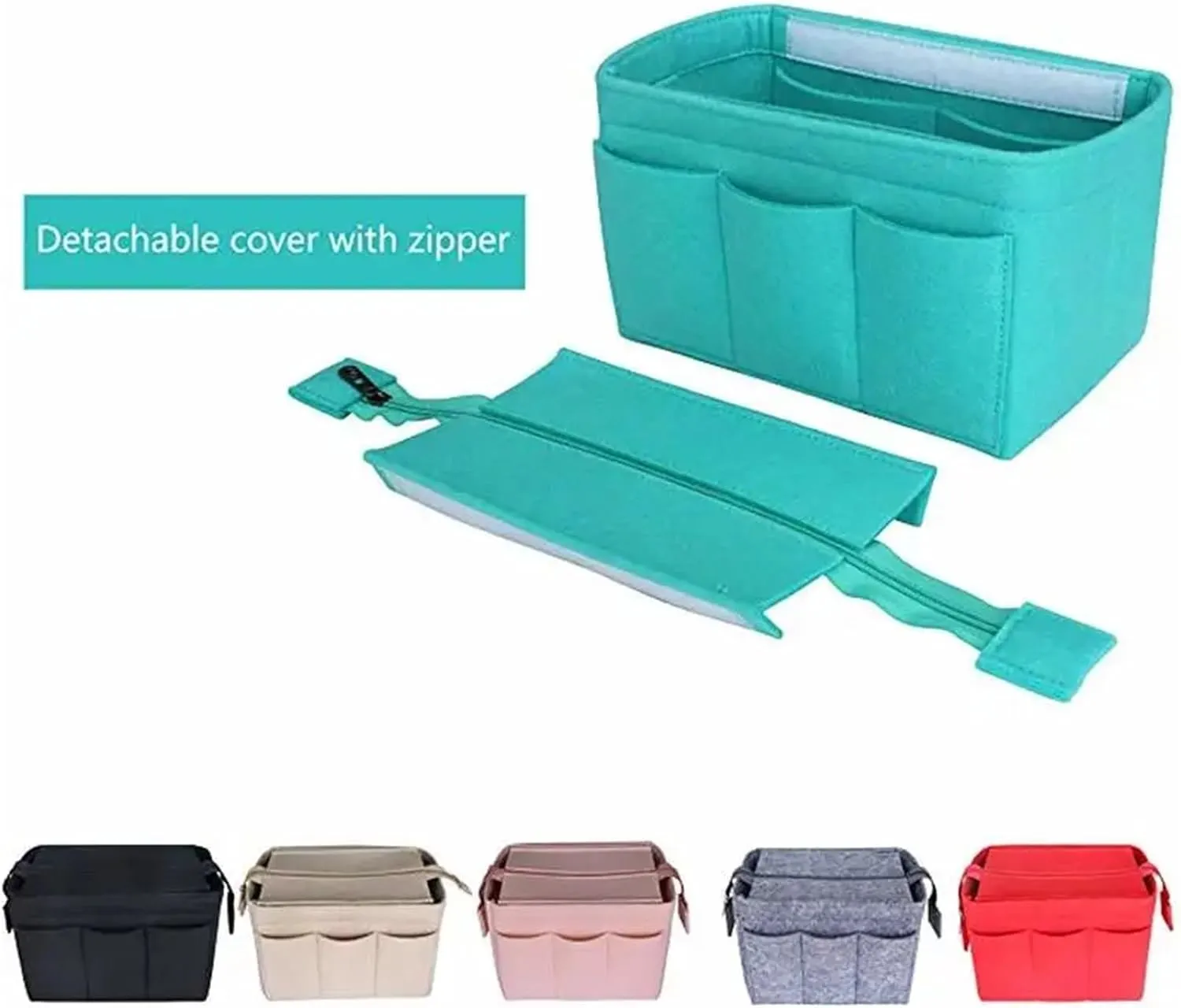 Purse Organizer Insert Cosmetic Organizer Felt Insert Bag For Handbag Travel Inner Purse Portable Make Up Bags(Black,34x20x14.5cm)