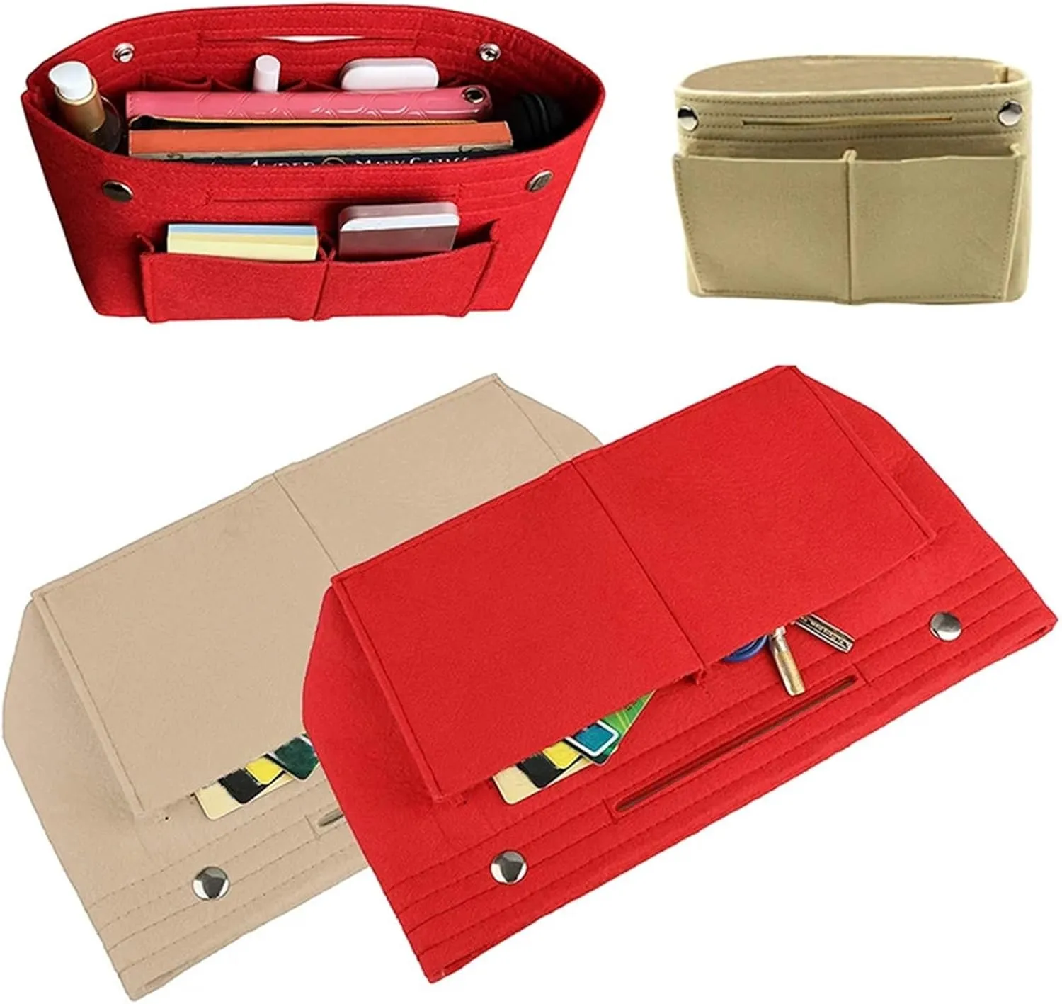 Purse Organizer Insert Felt Cloth Insert Bag Cosmetic Organizer Insert For Women Luxury Tote Handbags Makeup Bags Inner Pouch Liner Bag(Color-A7,M 30x18x12cm)