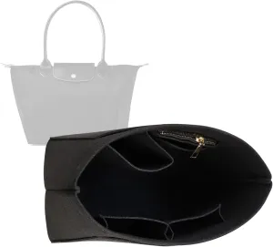 Purse Organizer Insert for Le Pliage Handbags Insert Organizer- Felt Organizer 1012black2-M